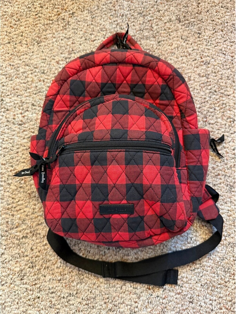 Vera Bardley red bufflo check soft mini backpark